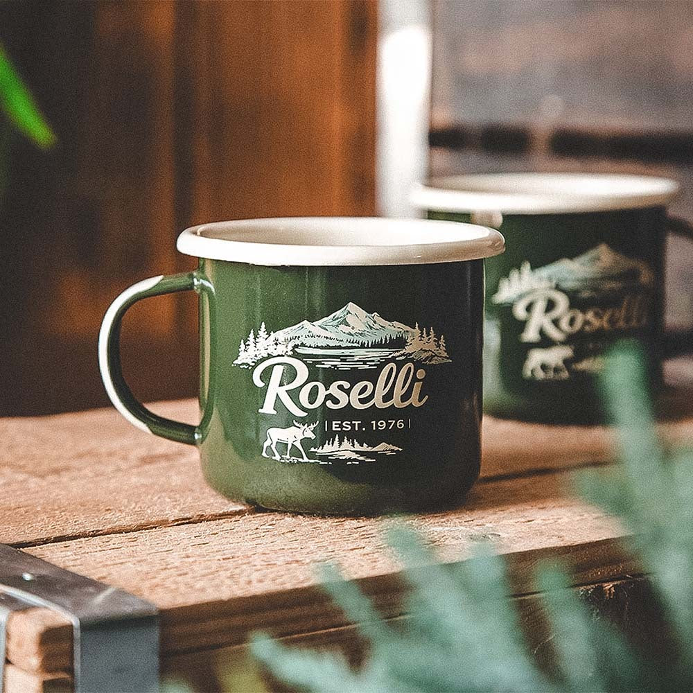 Roselli's durable elegant enamel mug of the highest quality.